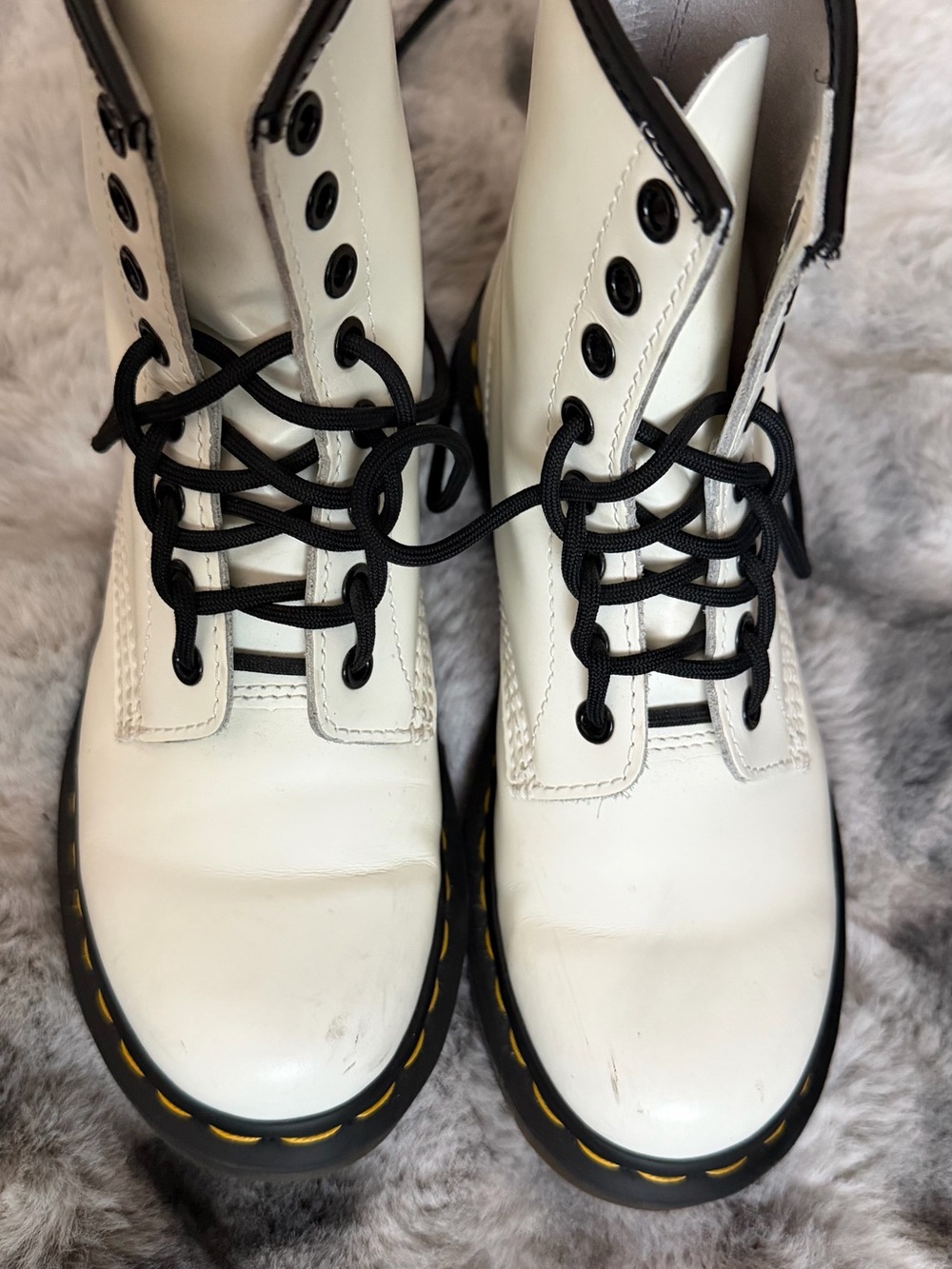 Dr. Martens 1460 Smooth White Leather Lace-Up Boots